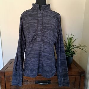 Paradox Women's Top Merino Blend Base Layer Grey Print Size XL 1/4 Zip Active